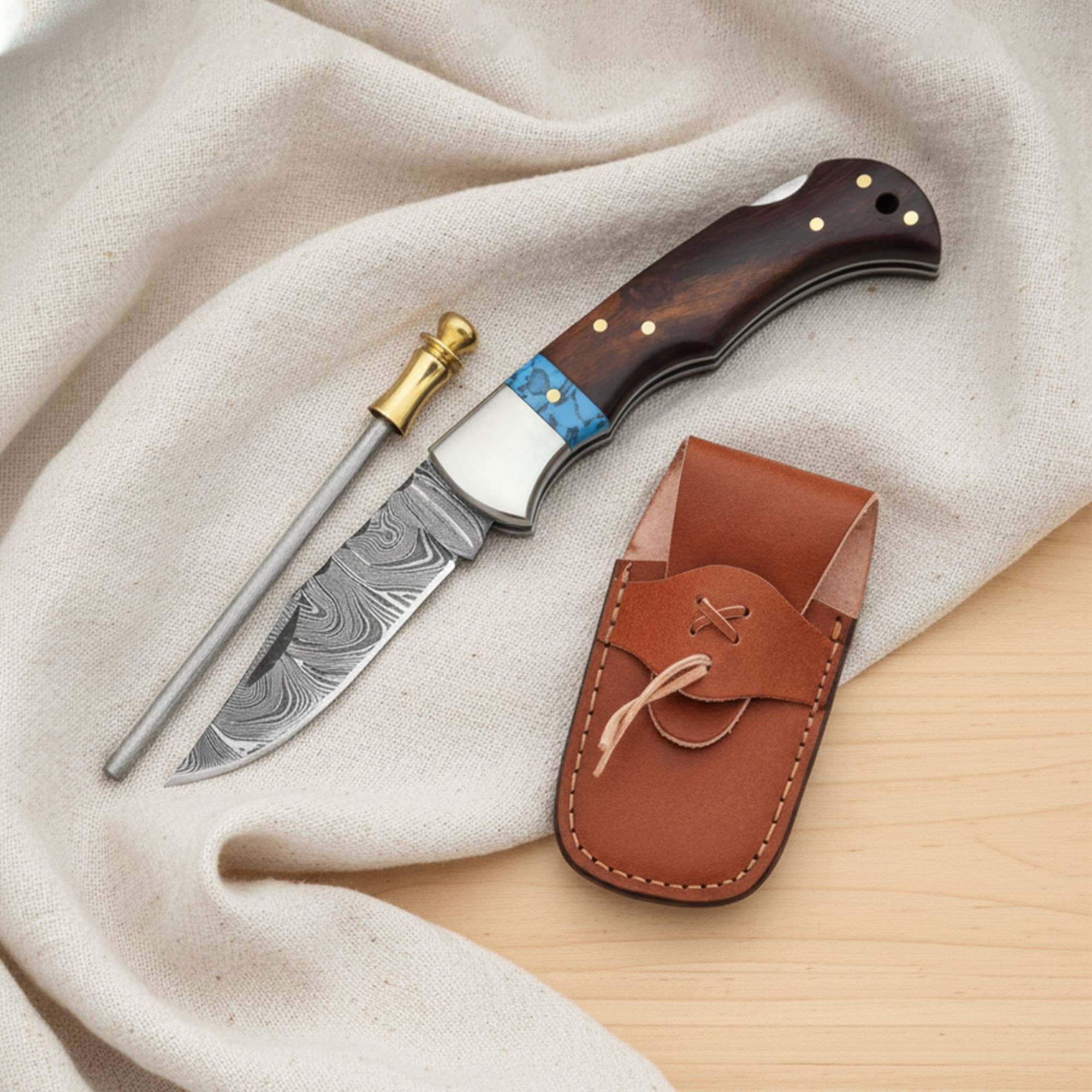 6.5' Handmade damascus folding knife, Pocket Knife