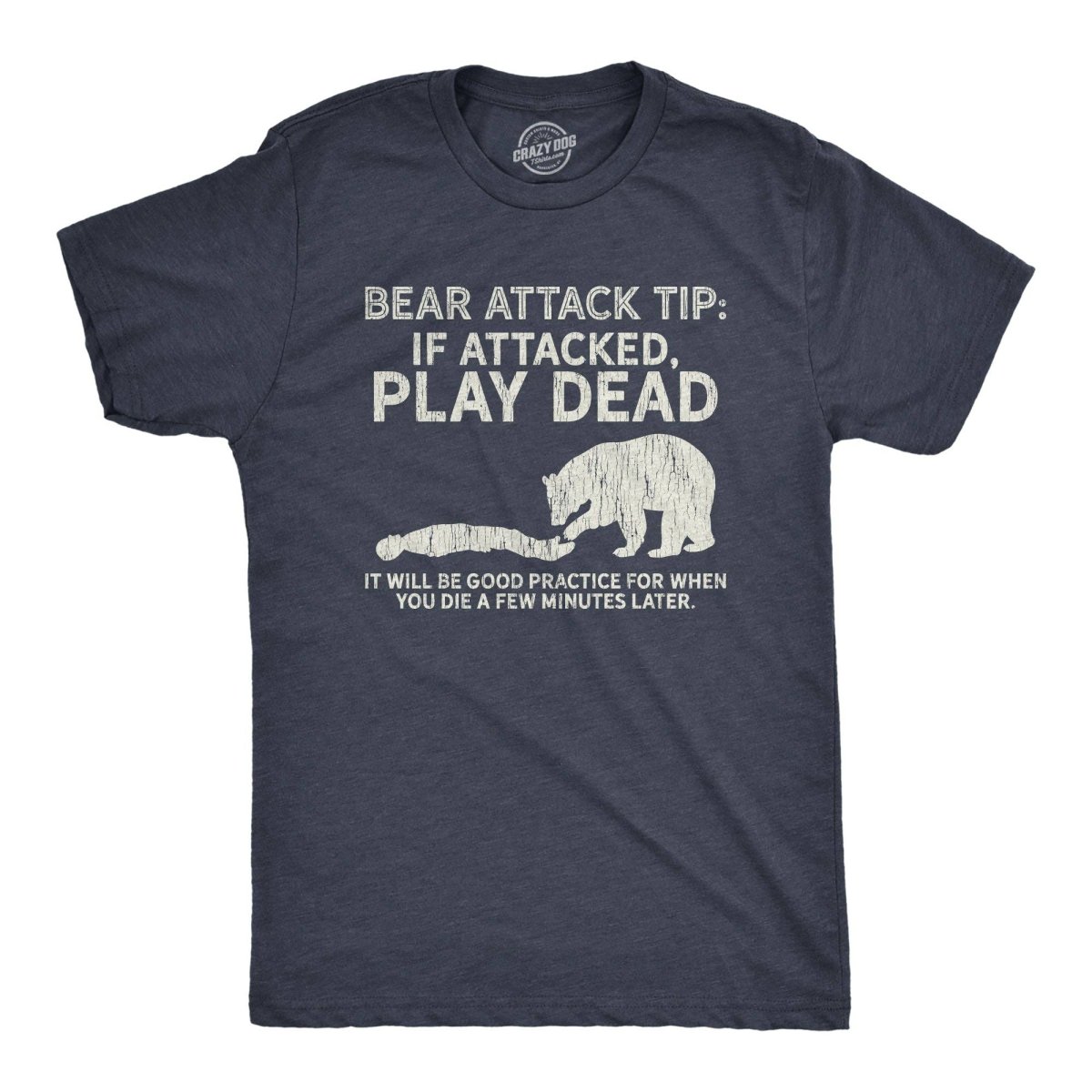 Bear Attack Tip Men's T Shirt: Heather Navy, S