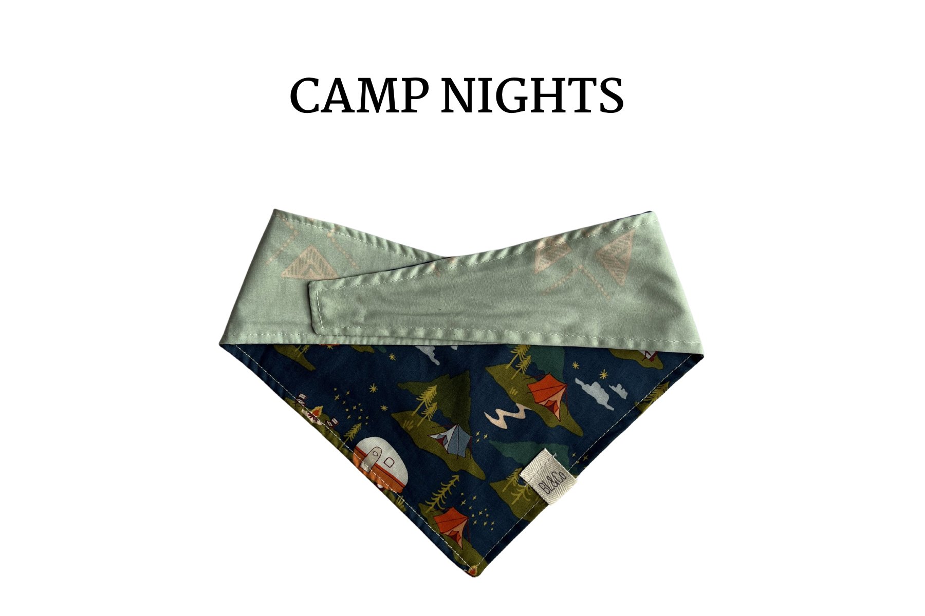 Bearded Lady Camping under the stars + Mint with Cream Tribal Reversible Tie/On Bandana [Camp Nights]: Medium