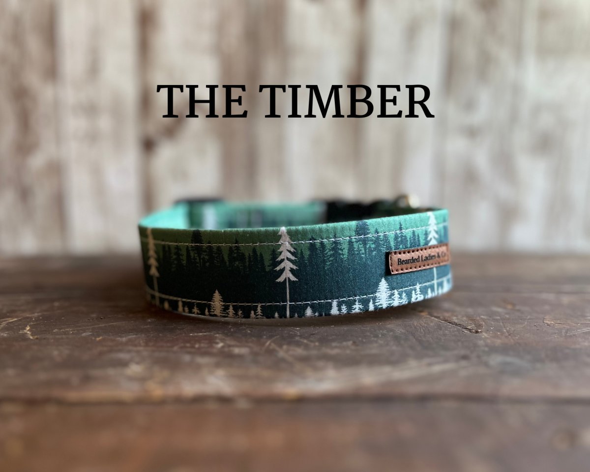 Bearded Lady Evergreen Tree Line Dog Collar: Key Fob