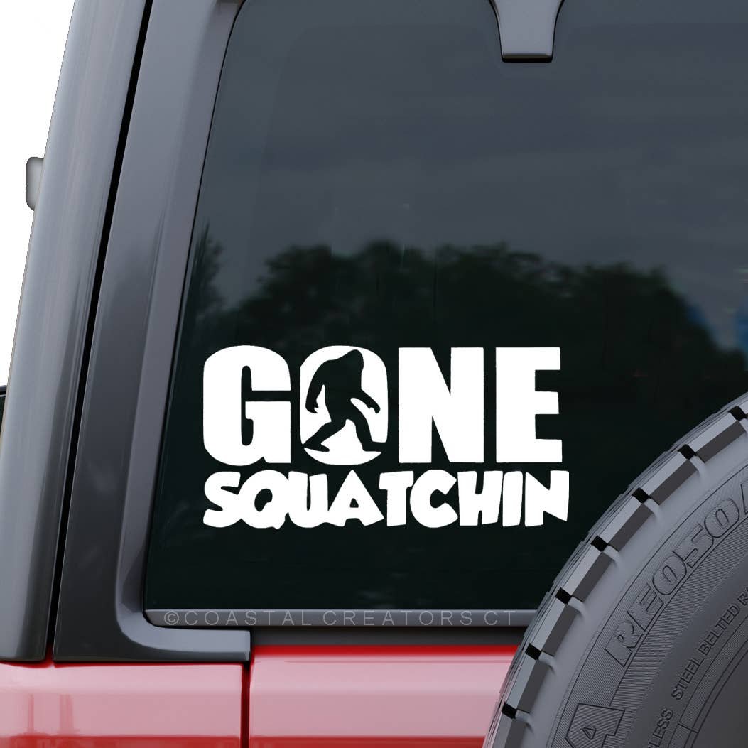 Bigfoot "Gone Squatchin" Window Decal (White, Packaged)