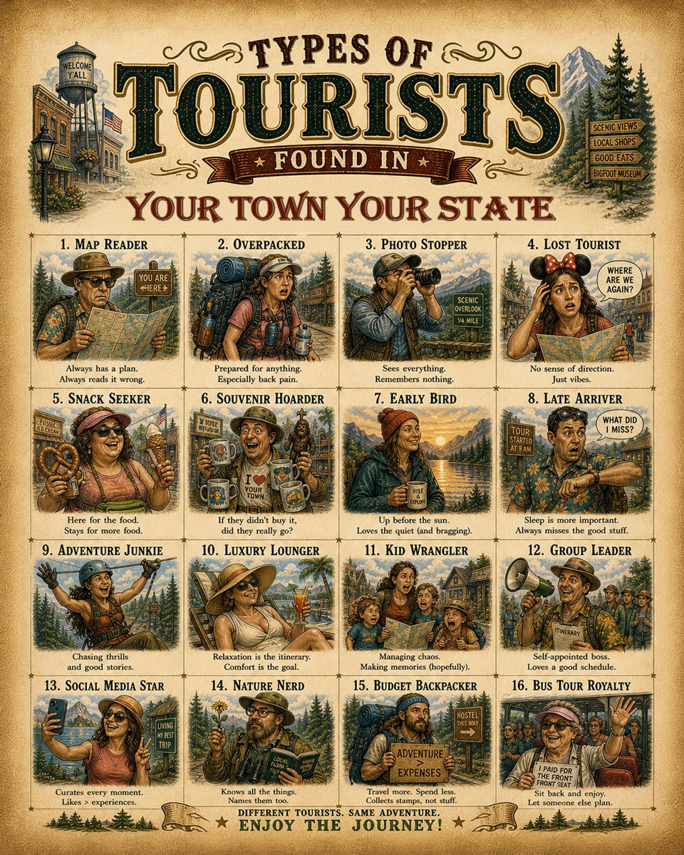 Customizable Types of Tourists #1 Wall Art Print