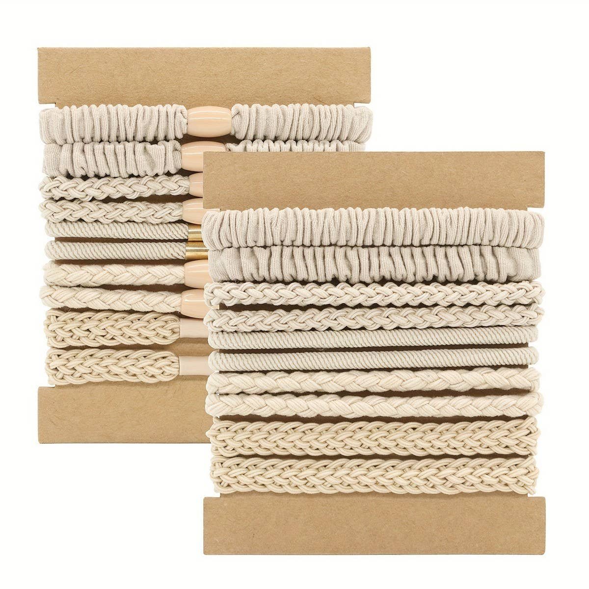 HIGH ELASTIC PONYTAIL CARD SET HAIR RING_CWAHA2720: Beige, (OS) 2