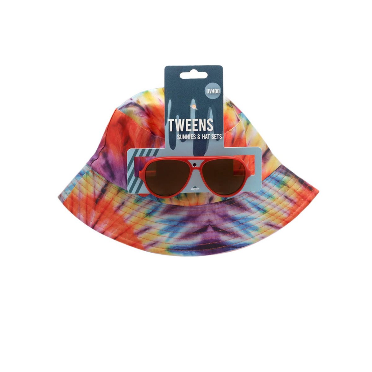 Kids Sunglasses with Bucket Hat Combo Set Summer Tie Dye