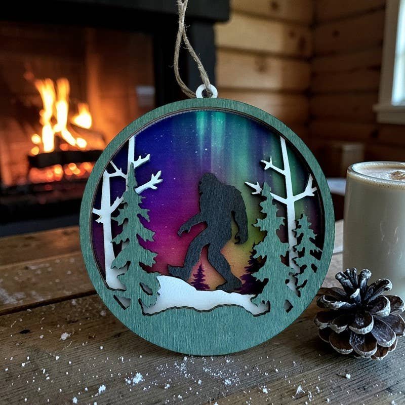 Northern Lights Bigfoot - Round: Magnet