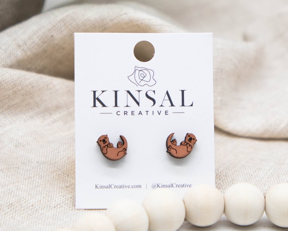 Hummingbird Wood Stud Earrings