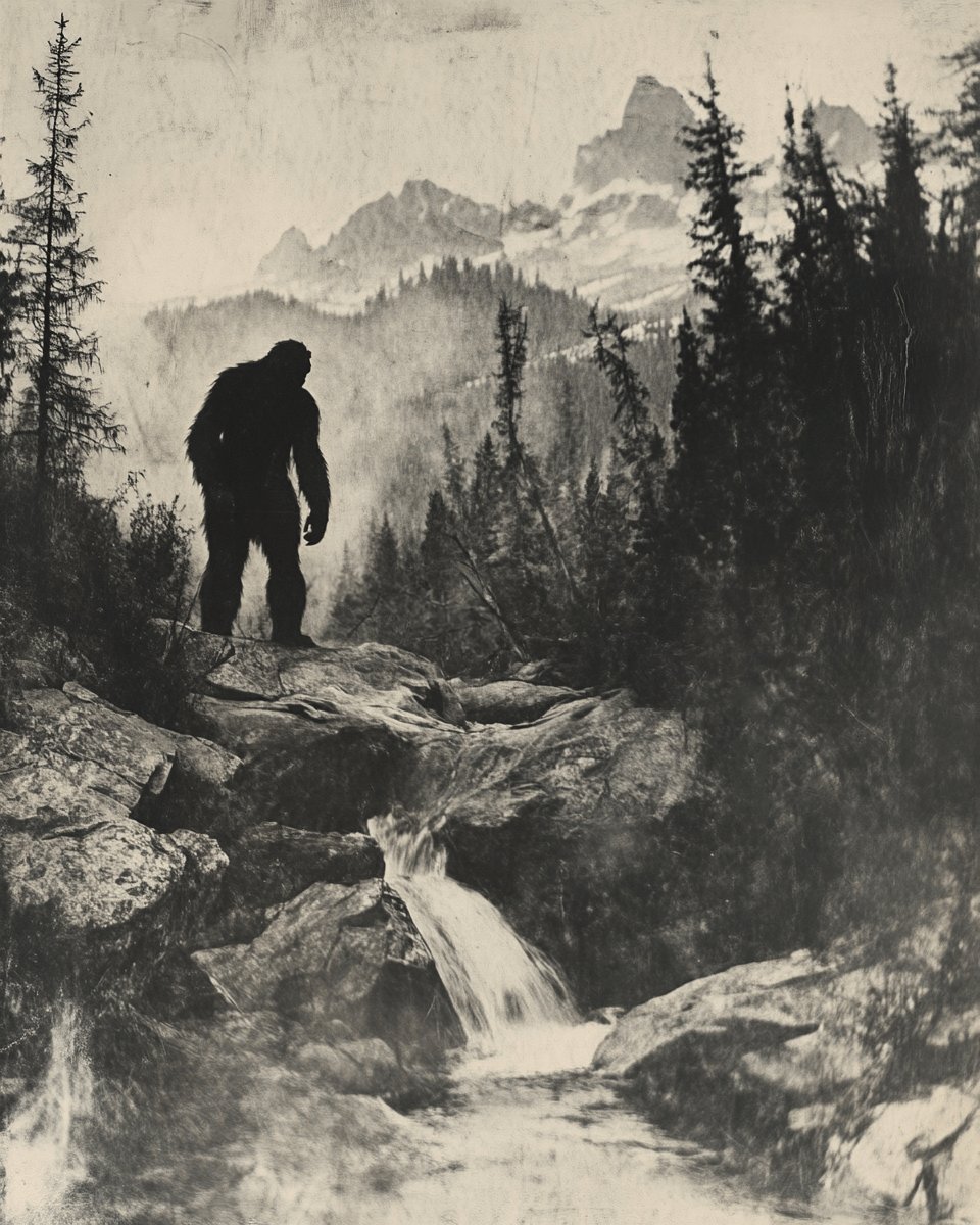 Sasquatch Hike - Bigfoot - Mythical Beasts Wall Art Prints – 8″x10″ Artwork for 11″x14″ Frame