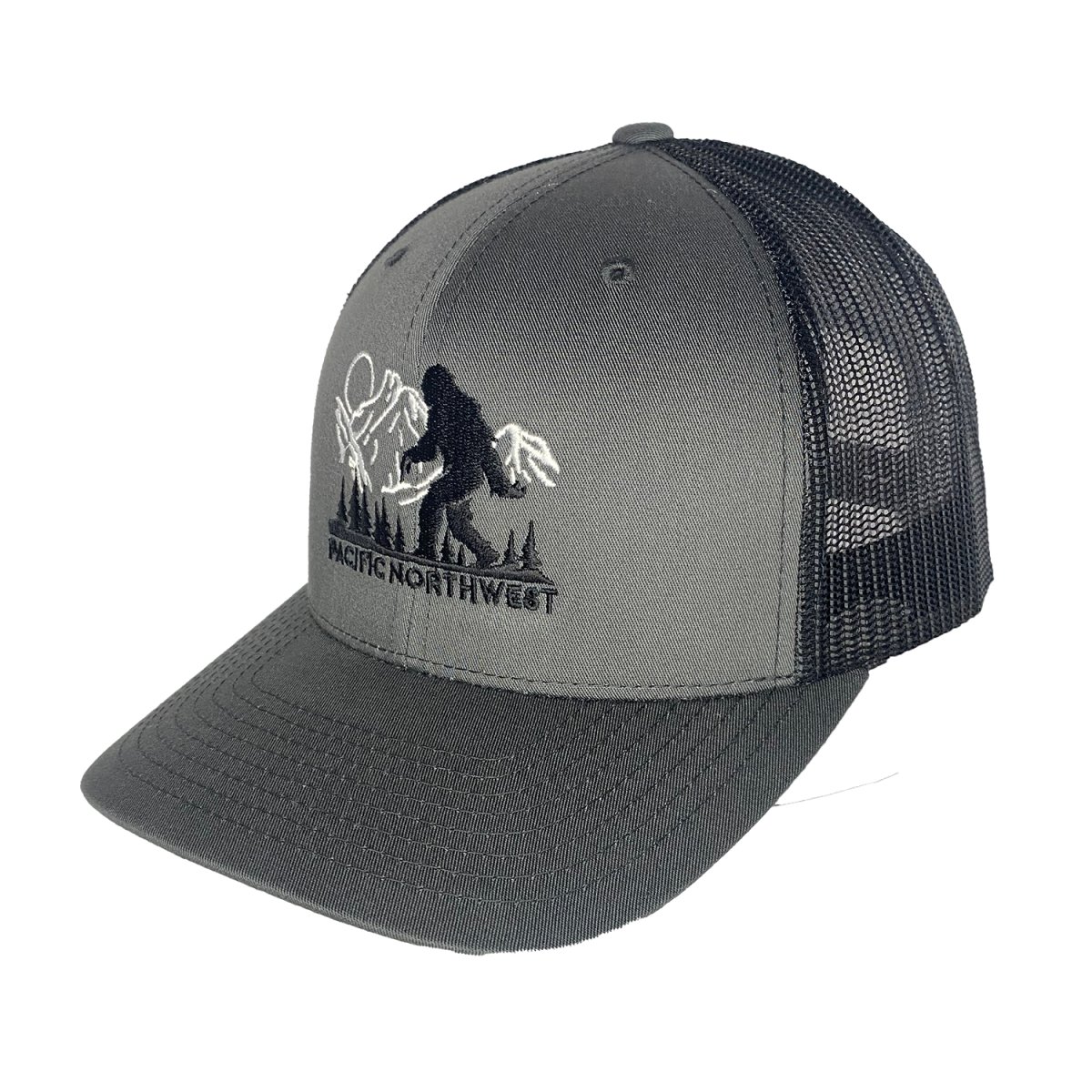Sasquatch Mountains Trucker Hat: Charcoal Black