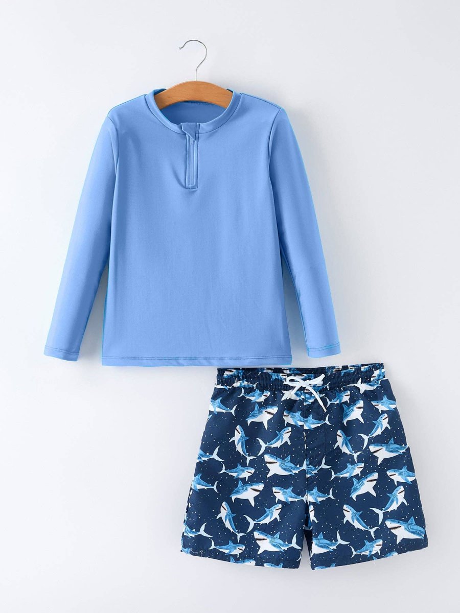 Shark Boys Two Piece Swimsuit Long Sleeve: 3