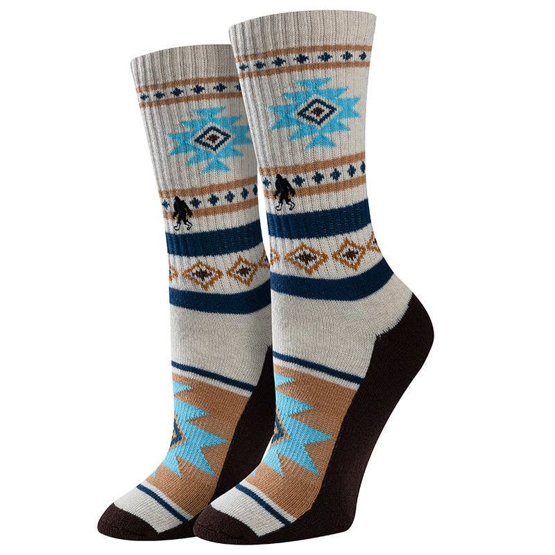 Womens Southwest Pattern Active Socks: Tan
