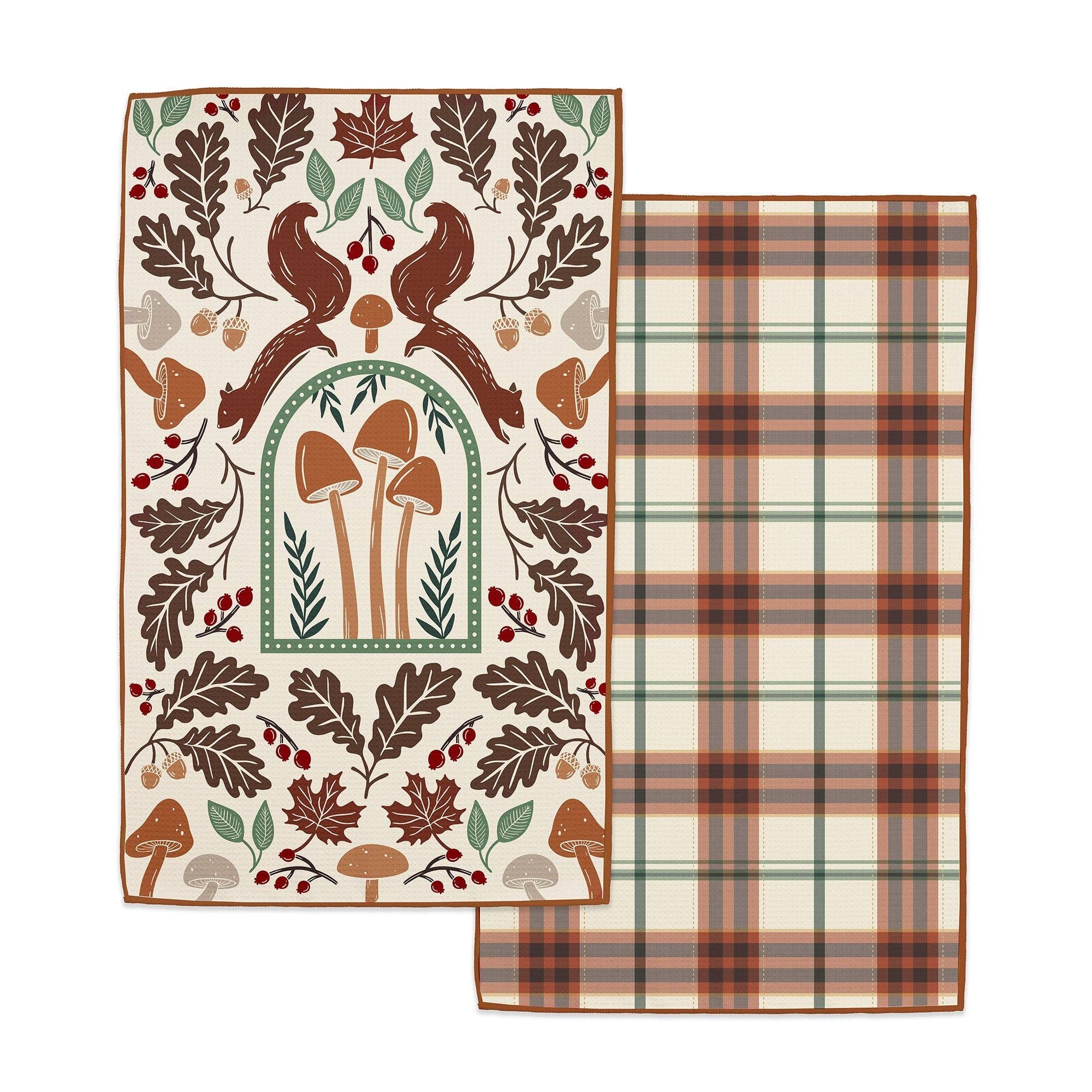 Woodland Stencil Printed Microfiber Dishtowel